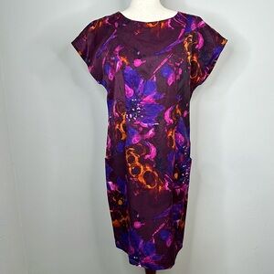 Dana Buchman Jewel Tone Geometric Print Sheath Dress